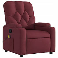 Масажне крісло з відкидною спинкою, винно-червоне, з тканинною оббивкою