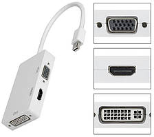 Перехідник mini DisplayPort M --> HDMI/VGA/DVI (24+5), FHD 1080p (S0713)