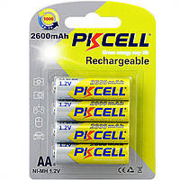 Акумулятор AA 2600mAh, 1.2V Ni-MH, RTU rechargeable battery, PKCELL, 4pcs/card (AA2600-4B RTU)