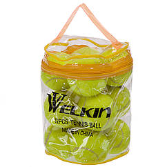 М'ячі для великого тенісу Zelart Welkin 909 12 м'ячів у комплекті в сумці