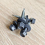 Матові покрівельні саморізи 4.8*35 по дереву для металочерепиці та профнастилу Ral 7024 (графіт) пачка 250шт, фото 5