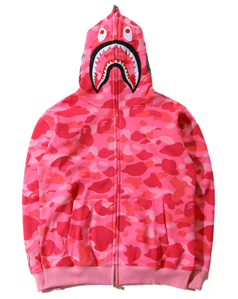 Рожевий худі Bape Shark Camo толстовка на блискавці Full Zip кофта з капюшоном бейп чоловіча жіноча