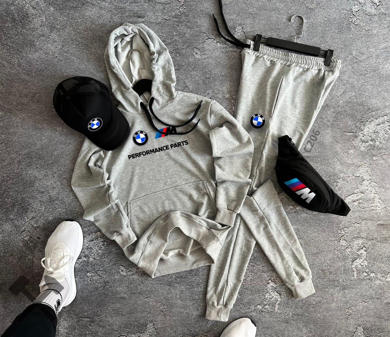 Спортивний костюм чоловічий bmw motorsport кепка сумка Bmw набір весна осінь літо сірий