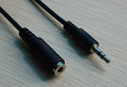 Кабель AUX Audio 3.5мм M/F 1.5м чорний OEM (B00736)