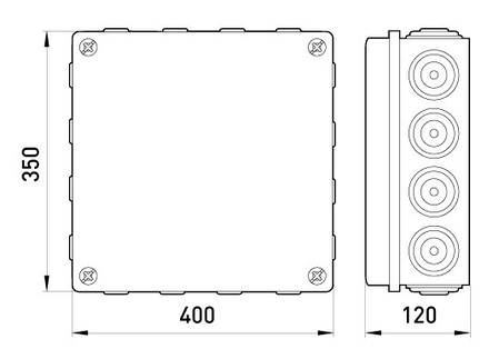 Монтажна розподільна коробка E.Next 400х350х120 мм, IP65, ПВХ, накладна, фото 2