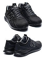 Мужские кожаные кроссовки NB, мужские повседневные кожаные кеды нью беланс черные. Мужская обувь