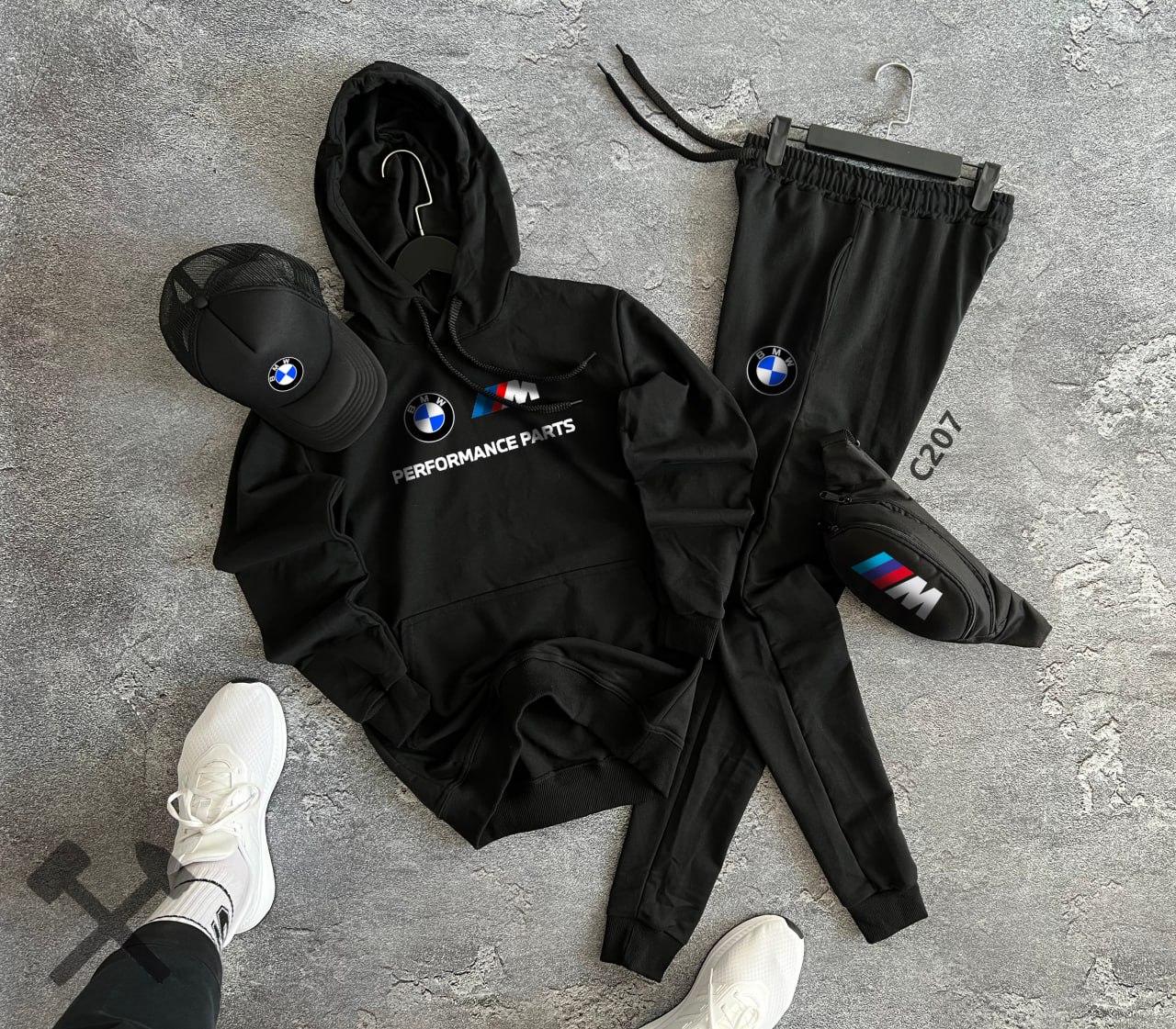 Спортивний костюм чоловічий bmw motorsport кепка сумка Bmw набір весна осінь літо чорний
