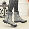Черевики жіночі з натуральної шкіри та замші сірого кольору, фото 4