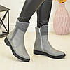 Черевики жіночі з натуральної шкіри та замші сірого кольору, фото 3