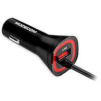 Автомобільний зарядний пристрій 2xUSB 18W USB 2.4A + кабель Micro USB LED, Modecom Royal (ZT-MC-KULU-01)