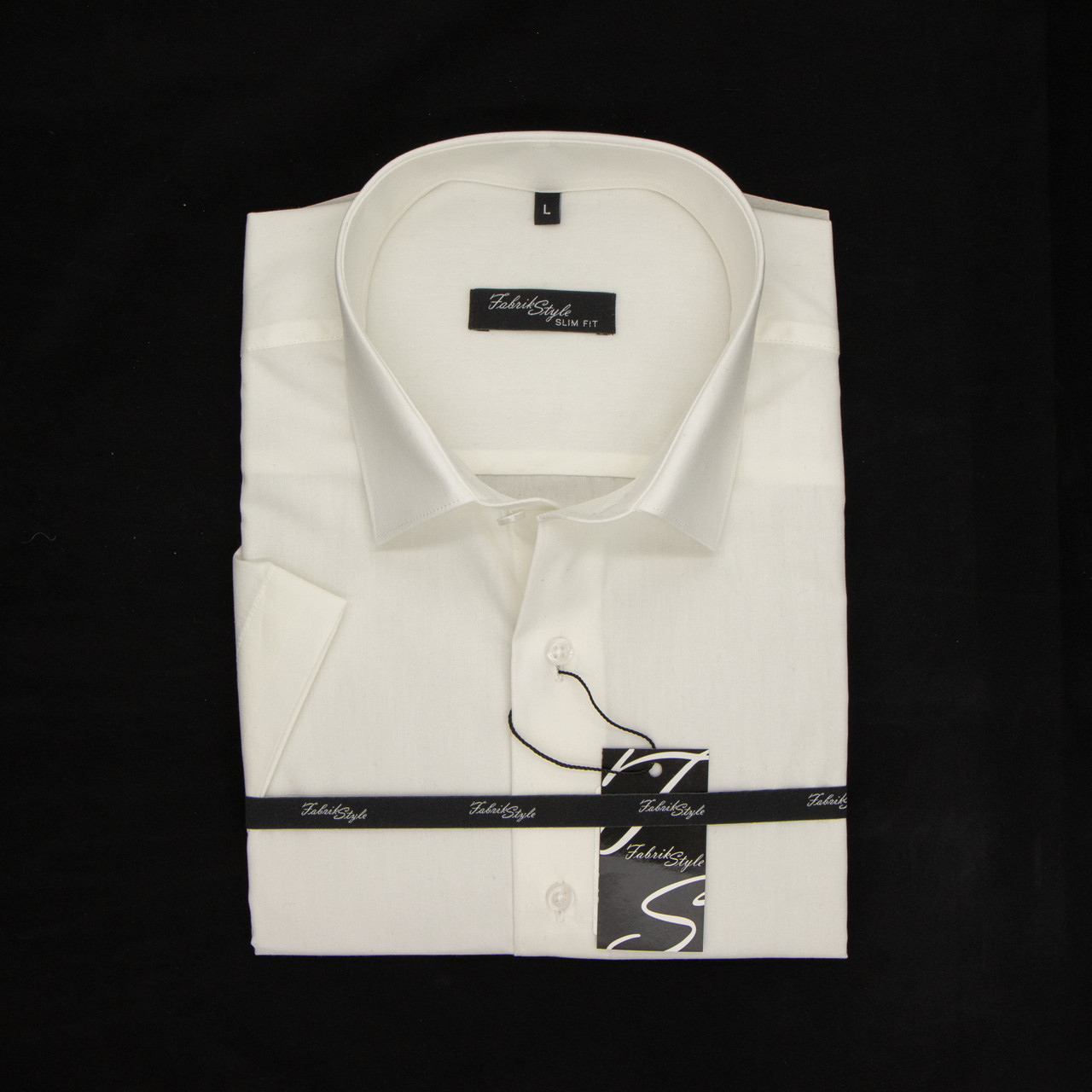 Сорочка чоловіча, приталена (Slim Fit), з коротким рукавом, Fabrik Style молочна (кр) 80% бавовна 20%