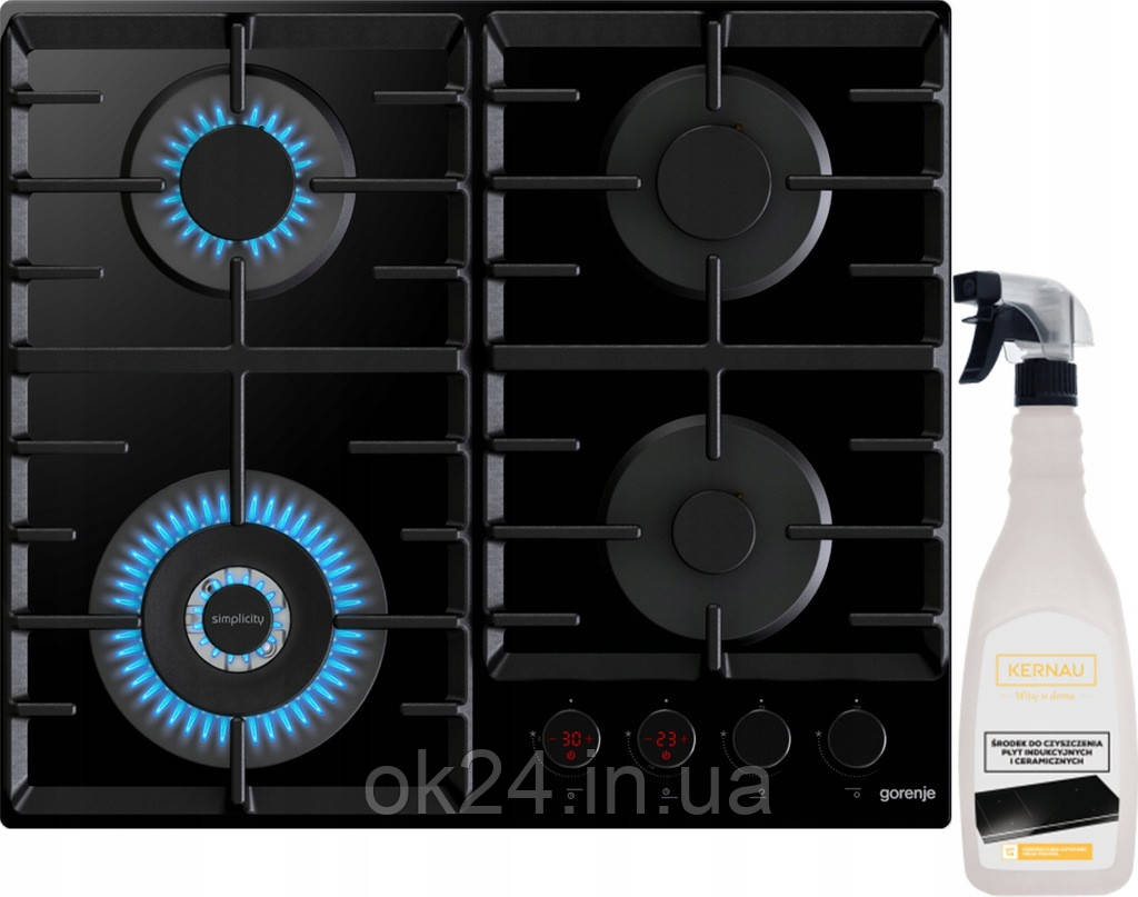 Газова плита GORENJE GKTW642SYB Конфорка WOK + БЕЗКОШТОВНО засіб для чищення варильної поверхні KERNAU - фото 1 - id-p1959365165