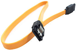 Кабель SATA 3.0 7pin, F/F, 0.5 м, із защіпками, жовтий (S0640)