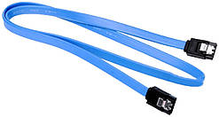 Кабель SATA 3.0 7pin, F/F, 0.4 м, із защіпками, синій (S0642)
