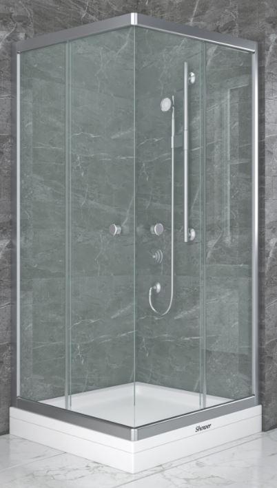 Душова кабіна Shower STN-164-6 90х90х190 см без піддону матове скло розсувні двері