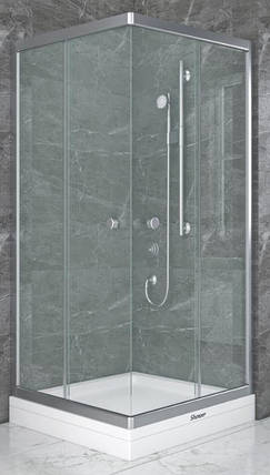 Душова кабіна Shower STN-164-6 90х90х190 см без піддону матове скло розсувні двері, фото 1
