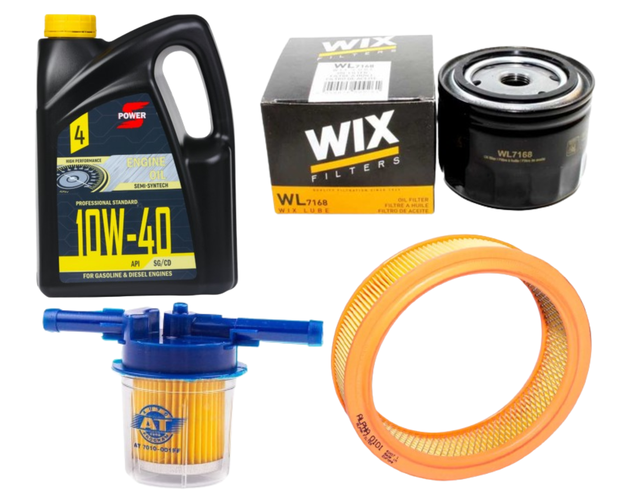 Набір заміни масла ВАЗ 2101-2102-2103-2104-2105-2106-2107 4в1 олива 10w40 S-Power + 3 фільтри, фото 1