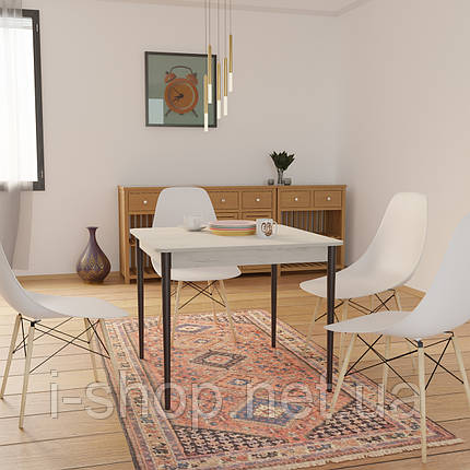 Стіл Неман МОНО 880х880 Дуб крафт білий/Венге, фото 2