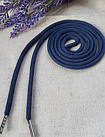 Шнурок синий цвета для одежды (худи), капюшонов с наконечником, диаметр 5 мм