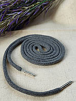 Шнурок тёмно серого цвета для одежды (худи), капюшонов с наконечником, диаметр 6 мм