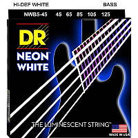 Струны для бас-гитары DR NWB5-45 HI-DEF NEON White K3 Coated Medium Bass 5 Strings 45 125 OM, код: 6556161