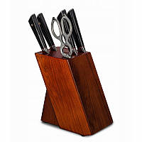 Набір ножів KAMAZAKI з дамаської сталі 5 предметів + ​​ножиці + підставка