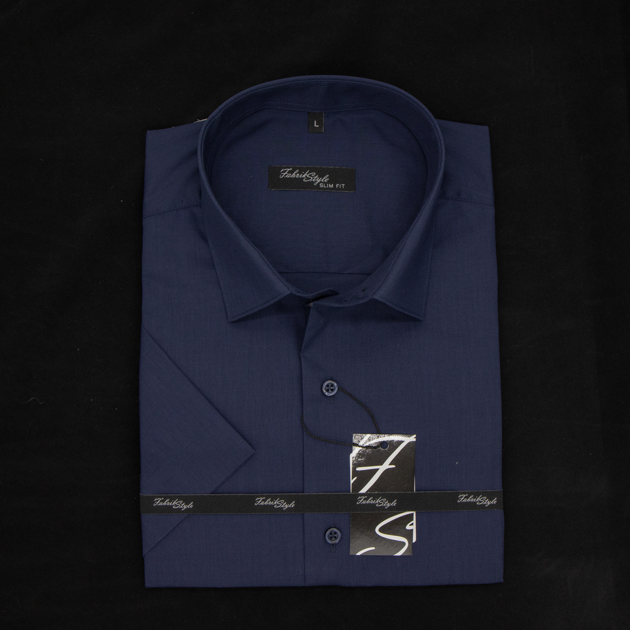 Сорочка чоловіча, приталена (Slim Fit), з коротким рукавом, Fabrik Style 112 Т.СИНЯ 80% бавовна 20% поліестер