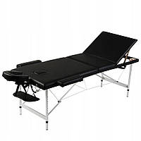 Розкладний масажний стіл з алюмінієвим каркасом, 3 зони, чорний