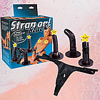 Страпон із трьома чорними насадками "Strap-on! Black" You2Toys