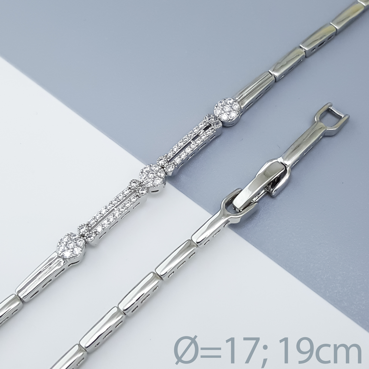 Браслет "Дві Стежки" з цирконієм, р.17; р.19; медсплав Xuping, родій, фото 1