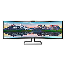 TFT 48.8" Philips 499P9H, VA, 5120 x 1440, USB-C, HDMI (2.0)x2, DPx2, RJ45, webcam, колонки, чорний