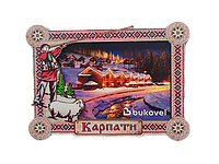 Магніт сувенірний із дерева Буковель, ніч 90х60 мм