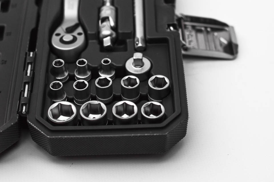 Набор инструментов с трещоткой, 1/4IN, 24 шт., в кейсе, RED