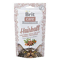 Лакомство Brit Care Cat Snack Hairball для выведения шерсти из желудка котов 50 гр