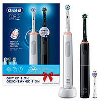 Набор электрических зубных щеток Braun Oral-B PRO3 3900 White + Black Cross Action + насадка Б3800-в