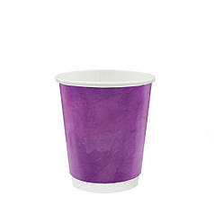 Стакан паперовий крафтовий одноразовий 300 мл - 250 ЄВРО подвійний "Purple" Ø80мм