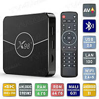 Смарт ТВ приставка X98 Plus 4/64 Гб Android Smart TV Box Андроид 11 ТВ бокс А9540-в