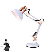 Настільна лампа 810-1 на 40 Вт., 2в1 (на струбціні та підставці) - для освітлення робочого місця Білий