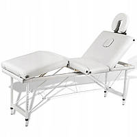 Розкладний масажний стіл з алюмінієвим каркасом, 4 зони, кремовий і білий