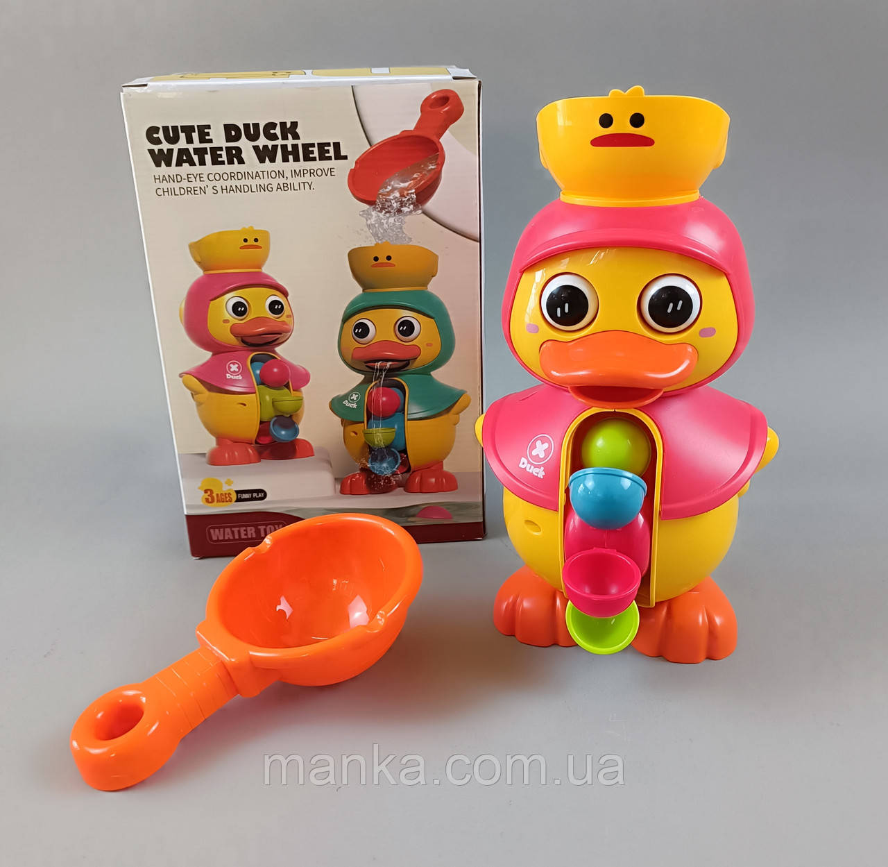 Іграшка для гри у ванні BBQ18008 утка, рухається коли на неї потрапляє вода, 2 кольори мікс, короб, фото 1