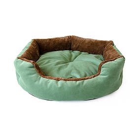 Лежак для домашних животных От Джека Кула обивка велюр 65х55х15 см (Vitan TM) Зеленый с коричневым
