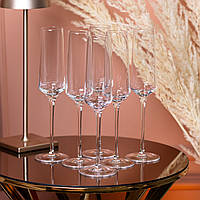 Бокал для шампанского фигурный из тонкого стекла набор 6 шт