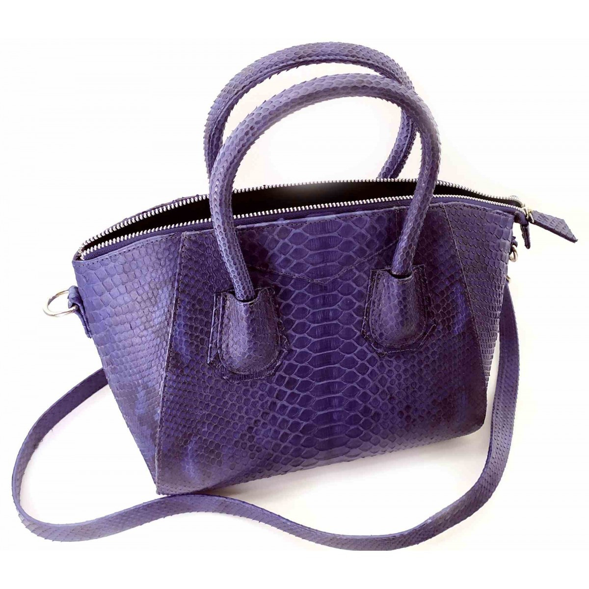 Жіноча сумка Piton Bags зі шкіри пітона 37х37х17 см Синя (DN32671A)
