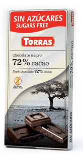 Шоколад без сахара и глютена Torras negro (черный) 72% какао Испания 75г - фото 2 - id-p390521730