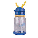 Пляшка для води з трубочкою 550 мл фляга прозора для напоїв з дозатором та ремінцем, фото 7
