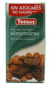 Шоколад без сахара Torras молочный с миндалем Испания 75г - фото 2 - id-p313523691