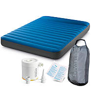 Надувне ліжко матрац велюр Intex (152-191-22 см, для кемпінгу, USB-насос, сумка для матраца) 64013, фото 2