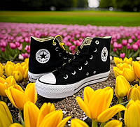 Высокие кеды черно-белые converse chuck taylor all star lift hi black 36-40