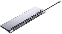 Док-станція USB3.1 Type-C --> HDMI/VGA/USB3.0x3/RJ45/SD/TF/TRRS 3.5mm/PD 100W Vention 11in1 (THTHC)