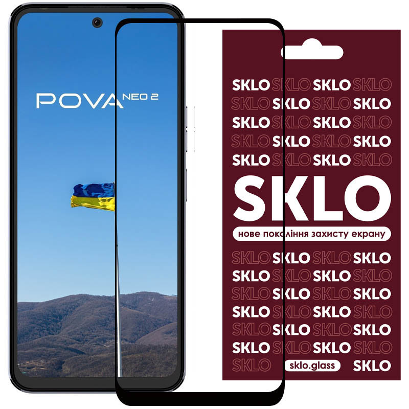 Захисне скло SKLO 3D (full glue) для TECNO Pova Neo 2 (LG6n)